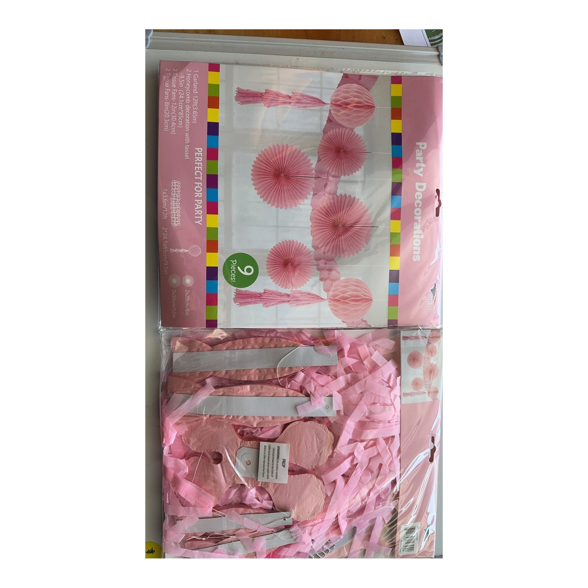 7Pcs Tissue Decoration Set Pink 48Set/Cs